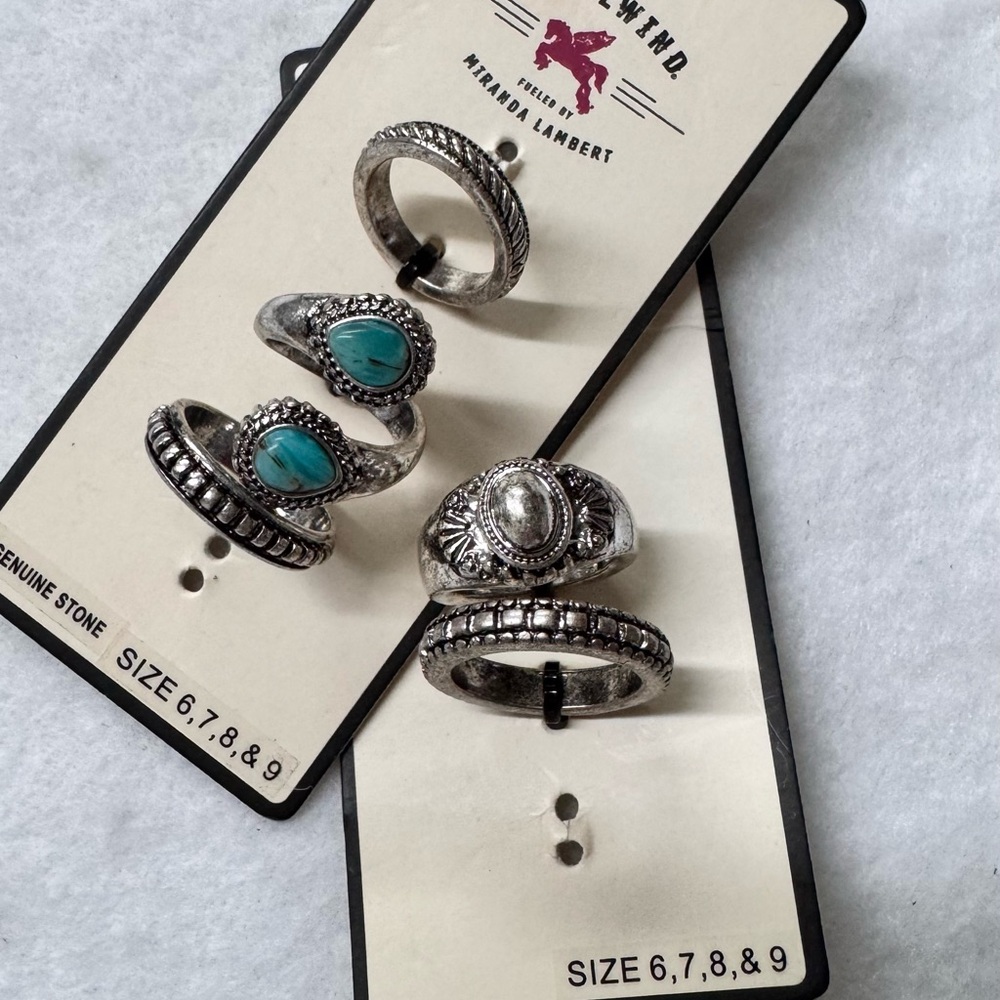 IDYLLWIND-5pcs. Silver w Turquoise Rings - Picture 4 of 5